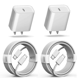 Fast iPhone 16/15 Pro Max Charger Cord, 2Pack Long 6FT USB C to Type C Woven Cable 20W USBC i Phone Charger Block Apapter Fast Charging for iPhone 16/16 Pro Max/16e/15/15 Pro/15 Plus,iPad Pro/Air/Mini